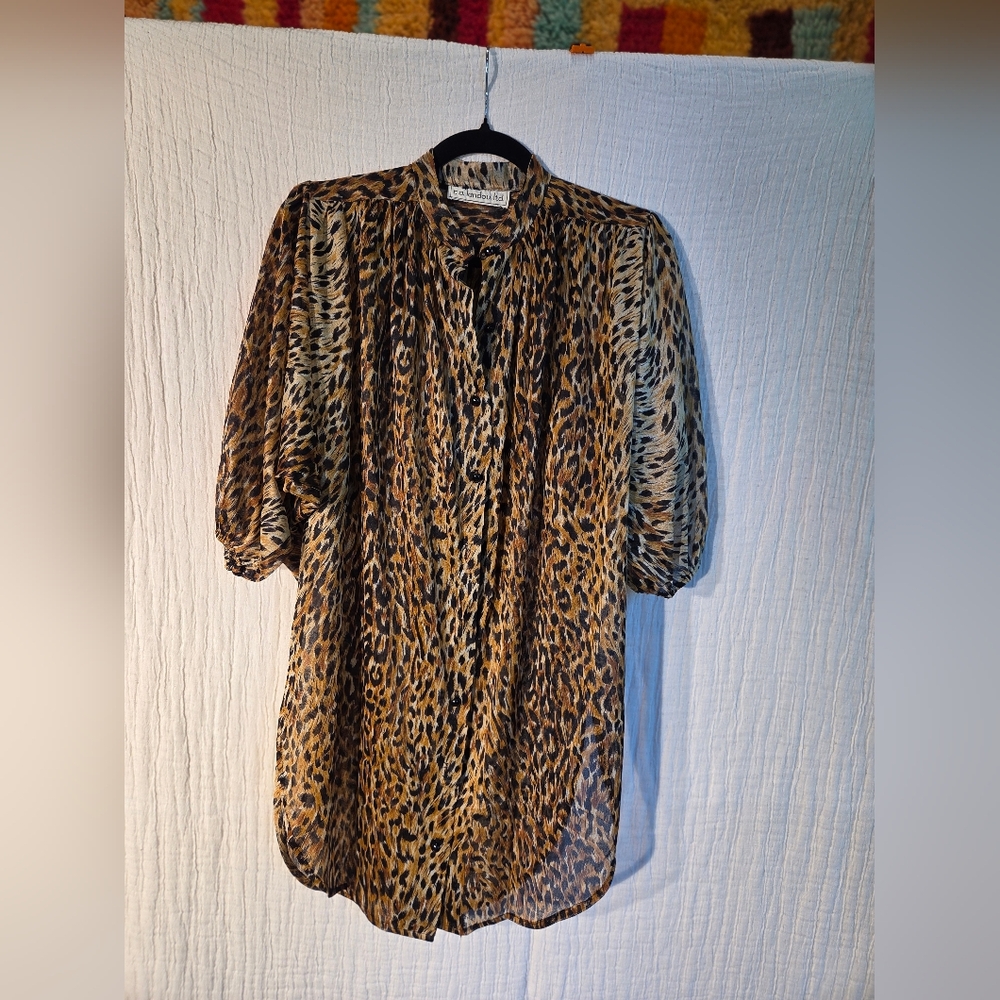 Vintage R.A. Landou Ltd. Leopard Print Button Up Blouse
